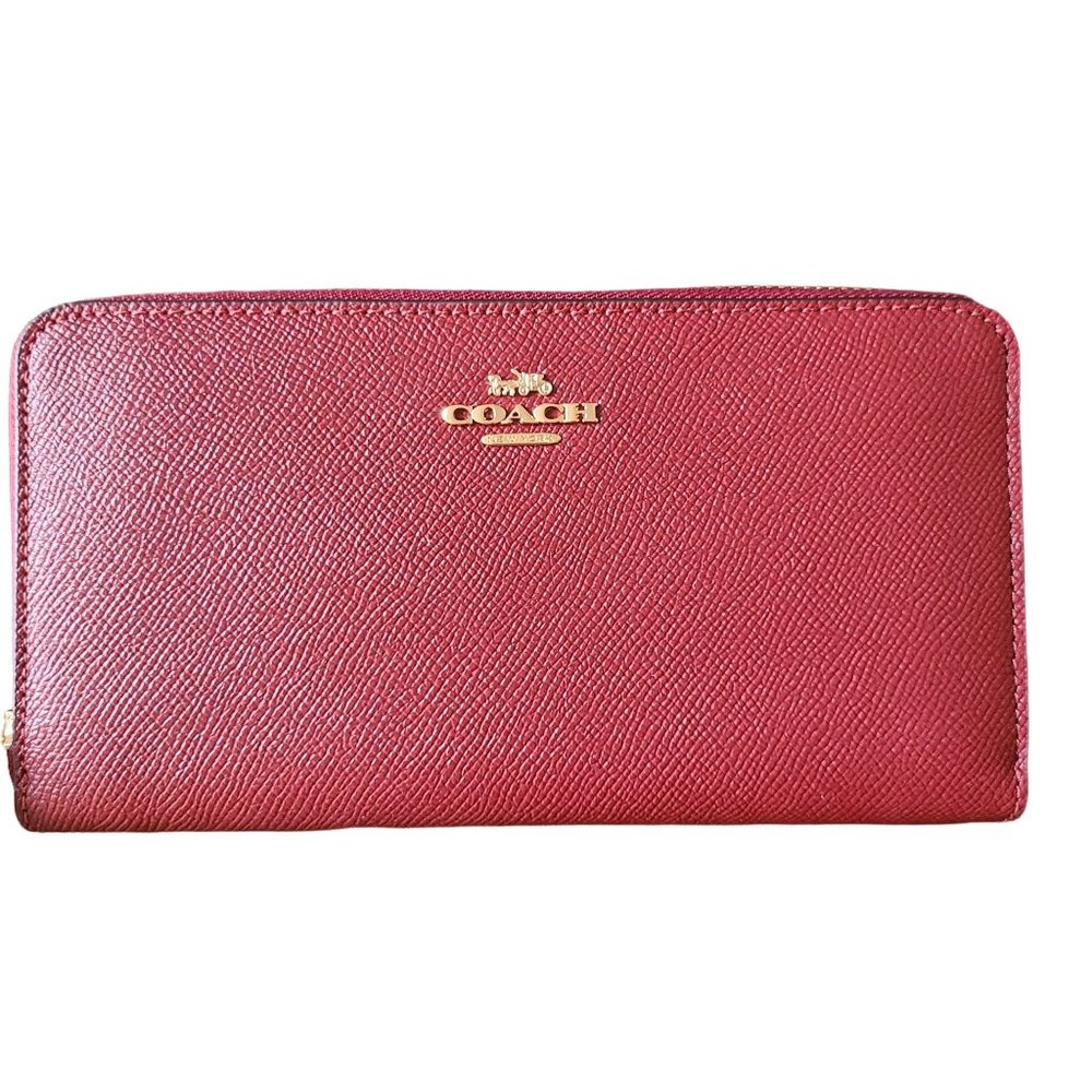 Coach Long Zip Around Wallet Cherry Gold Hardware